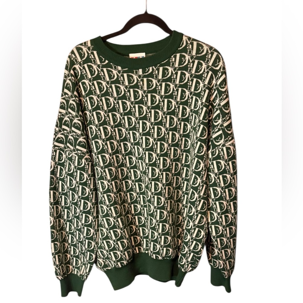 Vandy The Pink Vandy Vior Monogram Wool Knit Sweater Green Large Designer - Picture 3 of 7